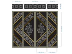 Model cnc cổng 4 cánh hoa văn và ô thoáng đẹp dxf