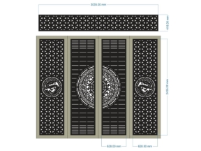 Model cnc cổng 4 cánh rồng dxf