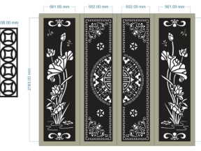 Model cnc cổng 4 cánh sen trống chữ thọ