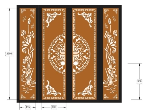 Model cnc cổng 4 cánh sen trống dơi