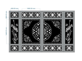 Model cnc cổng 4 cánh sen trống dơi dxf