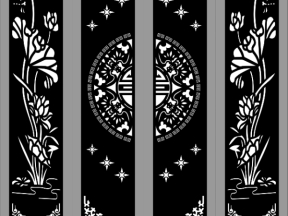 Model cnc cổng 4 cánh sen trống đồng dơi