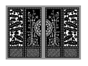 Model cnc cổng 4 cánh sen trúc