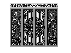 Model cnc cổng 4 cánh tài lộc cá chép có ô thoáng