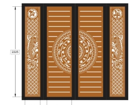 Model cnc cổng 4 cánh tài lộc cá chép trống đồng