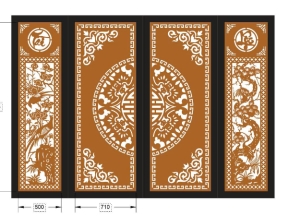 Model cnc cổng 4 cánh tài lộc trống dơi