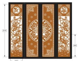 Model cnc cổng 4 cánh tài lộc trống dơi đẹp