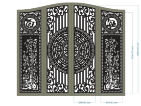 Model cnc cổng 4 cánh tài lộc trúc