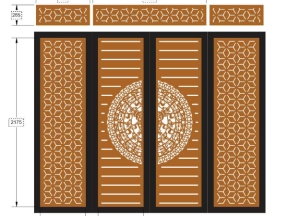 Model cnc cổng 4 cánh trống bông tuyết có ô thoáng