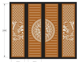 Model cnc cổng 4 cánh trống đồng cá chép dxf