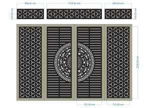 Model cnc cổng 4 cánh trống đồng có ô thoáng