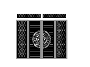 Model cnc cổng 4 cánh trống đồng có ô thoáng 2 bên