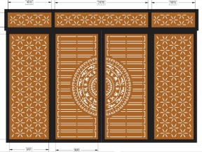 Model cnc cổng 4 cánh trống đồng ô thoáng đẹp