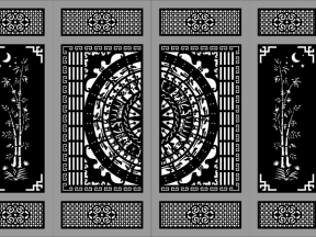 Model cnc cổng 4 cánh trống đồng trúc cad