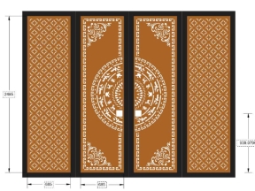 Model cnc cổng 4 cánh trống lỗ khóa vuông