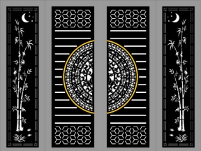 Model cnc cổng 4 cánh trống trúc dxf