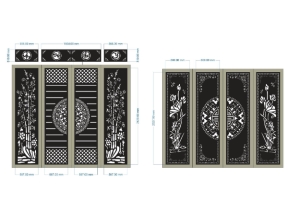 Model cnc cổng 4 cánh trống trúc và trống sen