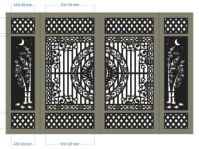 Model cnc cổng 4 cánh trúc trống đồng