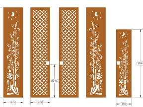 Model cnc cổng 4 cánh trúc và 1 cánh trúc phụ