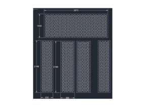Model cnc cổng 4 cánh và ô thoáng bông tuyết