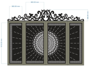 Model cnc cổng 4 cánh và vòm đẹp