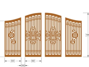 Model cnc cổng 4 cánh vòm cong dxf