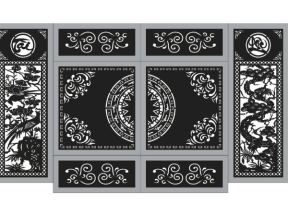 Model cnc cổng 6 cánh tài lộc trống đồng