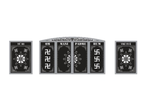 Model cnc cổng chùa 4 cánh chính và phụ hoa văn chữ vạn