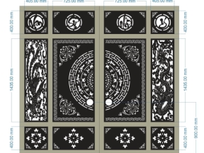 Model cnc dxf cổng 4 cánh vạn sự như ý rồng phượng