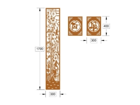 Model cnc vách cổng trúc và tài lộc