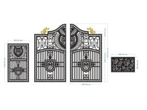 Model cổng 2 cánh chính và phụ cnc dxf