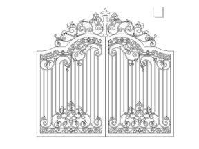 Model cổng 2 cánh chính và phụ uốn