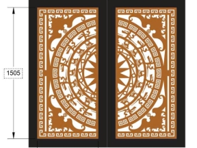 Model cổng 2 cánh trống đồng dơi cnc dxf