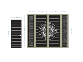 Model cổng 4 cánh chính và 1 cánh phụ