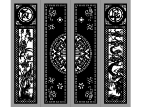 Model cổng 4 cánh cnc tài lộc trúc cúc