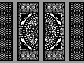 Model cổng 4 cánh cnc trống đồng bông tuyết