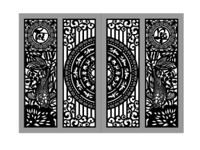 Model cổng 4 cánh tài lộc cá chép dxf