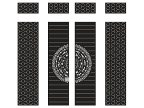 Model cổng 4 cánh trống đồng bông tuyết và ô thoáng