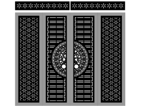 Model cổng 4 cánh trống đồng có ô thoáng