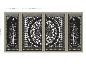 Model cổng 4 cánh trống đồng và trúc