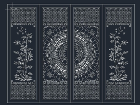 Model cổng 4 cánh trúc đồng tiền dơi