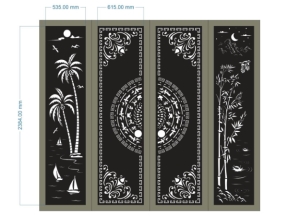 Model cổng 4 cánh trúc và dừa cnc