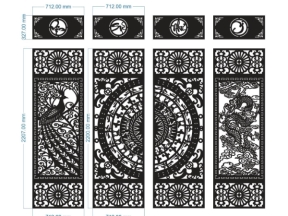 Model cổng 4 cánh vạn sự như ý chim công