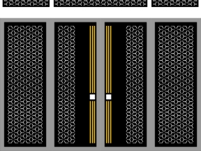 Model dxf cnc cổng 4 cánh bông tuyết có ô thoáng