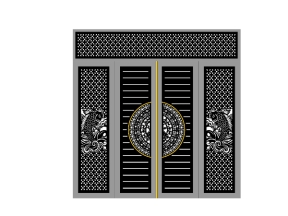 Model dxf cnc cổng 4 cánh cá chép trống đồng