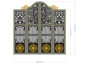 Model dxf cnc cổng 4 cánh đẹp mắt