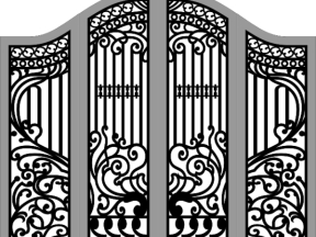 Model dxf cnc cổng 4 cánh hoa văn đẹp