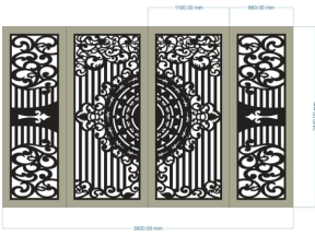 Model dxf cnc cổng 4 cánh trống đồng
