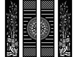 Model dxf cnc cổng 4 cánh trúc trống đồng