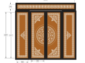 Model dxf cổng 4 cánh ô thoáng mới